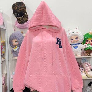 Pink Quilted Oversized Hoodie Soft Cozy 💗